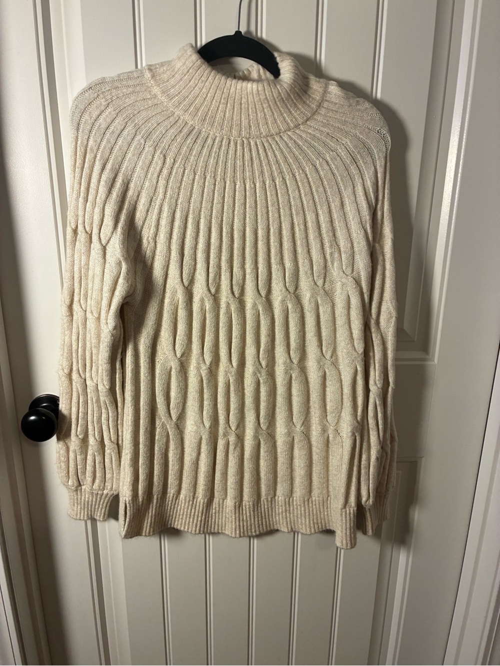 crown & ivy Ivory Textured Cable Turtleneck Sweater